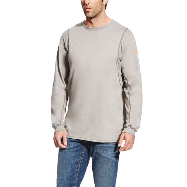 Ariat FR AC Crew Long Sleeve Shirt in Silver Fox